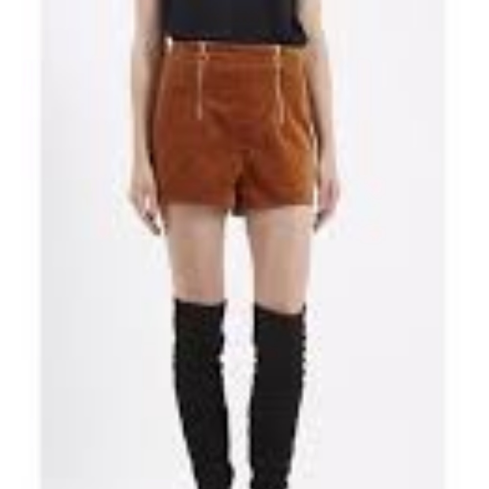 Topshop brown double zip cord shorts size 4